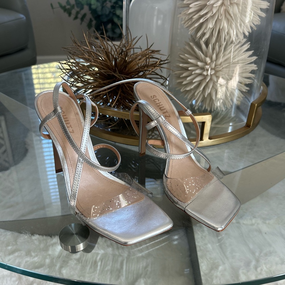 Schutz Aisha Cristal Prata Heels – Silver Glitter | Size 38, 2025 trending